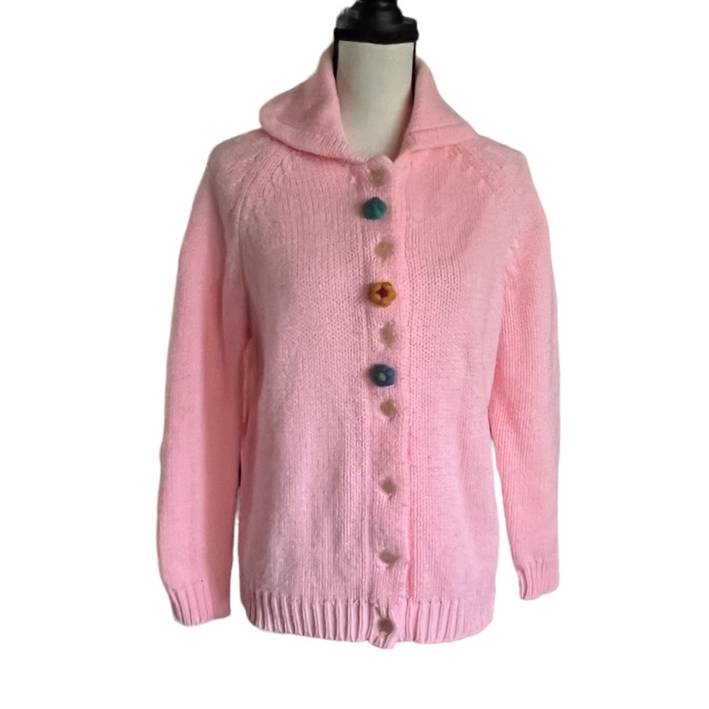 Soft pale pink Hand loomed sweater Cardigan.